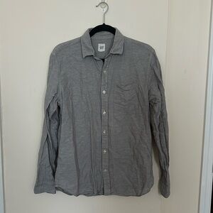 Gap Grey Men's Linen & Cotton Button Down